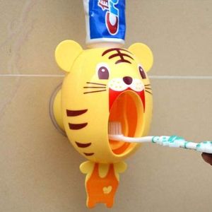 Automatische Tandpasta Dispenser New Kids Cute Cartoon dieren Ontwerp Cartoon Set badkamer huishouden Tandenborstelhouder (Color : 1)