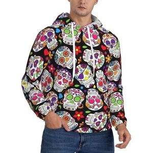 Jkkghll Schedels Print Mannen Hooded Warme Lichtgewicht Trui Voor Winter Herfst En Lente Casual Wear, Zwart, XS