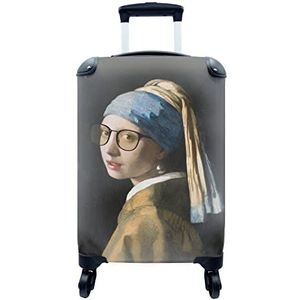 MuchoWow® Koffer - Meisje met de parel - Johannes Vermeer - Bril - Past binnen 55x40x20 cm en 55x35x25 cm - Handbagage - Trolley - Fotokoffer - Cabin Size - Print