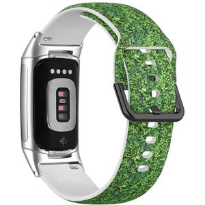 RYANUKA Zachte sportband compatibel met Fitbit Charge 5 / Fitbit Charge 6 (groene klimplant textuur) siliconen armband accessoire, Siliconen, Geen edelsteen