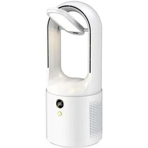 Thuisgebruik Elektrische Bladloze Tafelventilatorkoeler USB-opladen Draagbare Draadloze Mini-koelventilator Ultrastil LED-nachtlampje (Size : White band lamp)