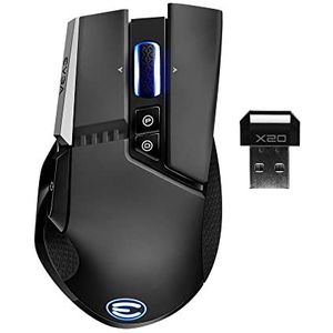 EVGA X20 Draadloze gamingmuis, draadloos, zwart, aanpasbaar, 16.000 DPI, 5 profielen, 10 knoppen, ergonomisch 903-T1-20BK-KR