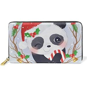 Kerst Zwart Baby Panda Portemonnee Echt Lederen Portemonnee Credit Card Houder voor Vrouwen Telefoon Meisje