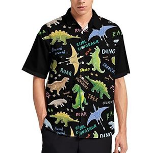 Leuke Cartoon Dino Hawaiiaanse Shirt Voor Mannen Zomer Strand Casual Korte Mouw Button Down Shirts met Pocket