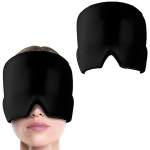 KAYEF 1 Stuk Migraine Cap, Gel Cooling Cap Migraine Relief Cap, Rekbare Hoofdpijn Cap Koudetherapie Cap Slaapmasker, Gel Ice Hoofddeksel (Zwart)