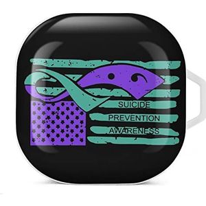 Zelfmoordpreventie bewustzijn vlag oordopjes hoesje compatibel met Samsung hard shell beschermhoes witte stijl
