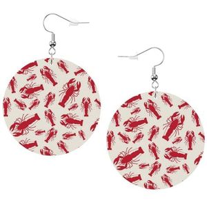 LAMAME Watermeloen Groen gedrukt rond Dangle Earring Lederen Oorbel Vakantie Party Decoratie, Eén maat, Kunstleer