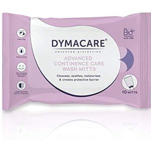 DYMACARE Advanced Continence Care Waswanten | Volwassen geurvrije premium wegwerp incontinentie huidreinigingsdoeken met barrièrebescherming | 1 pak (10 wanten in totaal)