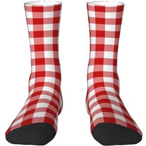Rood en wit geruit, compressie sokken crew sokken casual volwassen sokken sportsokken