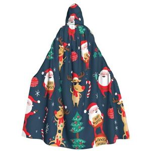 Bxzpzplj Kerstman Kerst Print Hooded Mantel Volwassenen, Carnaval Heks Cosplay Gewaad Kostuum, Carnaval Feestbenodigdheden, 185cm