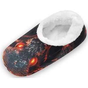 KAAVIYO Fire Cool Animal Snake Outdoor Slippers Katoen Huisschoenen Gesloten Rug Winter Antislip Fuzzy Voeten Slippers voor Indoor Jongens Vrouwen, Patroon, X-Large