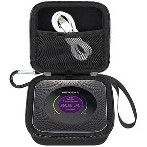 Elonbo draagtas voor NETGEAR Nighthawk M1 MR1100 / M5 MR5200 / M6 / M6 Pro MR6500 5G draadloze WiFi mobiele hotspot router, extra interieur mesh zak past kabel, zwart. (Alleen geval)