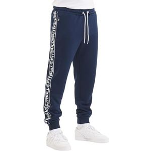 PITBULL - Sportbroek voor heren, joggingbroek voor heren, oldschool tape logo, trainingspak voor heren met ritszakken, sportbroek voor heren, lang, trainingsbroek voor heren, Blauw, M
