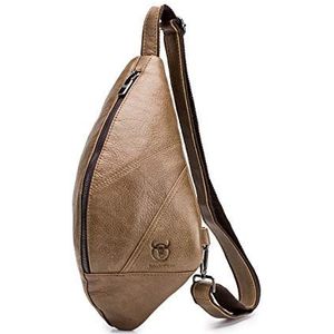 Popoti Rugzak voor heren, schoudertas, sporttas, leer, sling borst bag, dagrugzak, crossbody voor reizen, trekking, 20 cm, Bruin, L