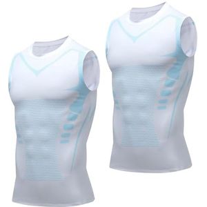 Vitaboost Compression Shirt, 2024 Upgrade Version Ionic Shaping Sleeveless Vest for Men (White-2Pcs,Large)