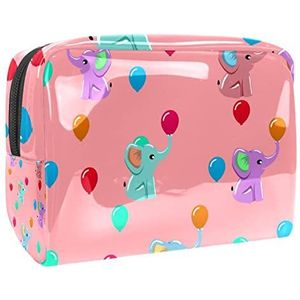 Cosmetische tas voor dames,kleine make-uptas voor portemonnee,Roze Kleurrijke Ballonnen Olifant,Cosmetische reistas,make-uptasje