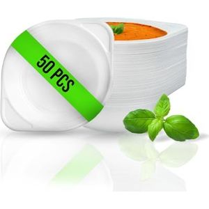 RAGO® Soepborden, 500 ml, herbruikbare soepkommen, plastic schalen, soepkommen, container, rond met vanger voor 500 ml, soepborden van polypropyleen, herbruikbaar