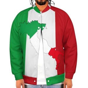 Italiaanse vlag met Italië kaart grappige mannen honkbal jas bedrukte jas zachte sweatshirt voor lente herfst