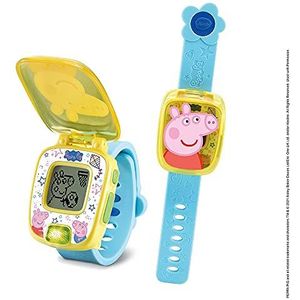 VTech - Peppa Pig, het interactieve speelhorloge, klaphorloge met geanimeerd display, zachte armband, 8 wijzerplaten, 4 educatieve spelletjes, cadeau voor kinderen van 3 jaar tot 6 jaar, inhoud in het