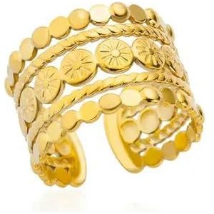 18K Gold Plated Stainless Steel Rings for Women Hollow Out Rings Geometric Open Ring for Female Jewelry -Gold color-22-18K Gold plated