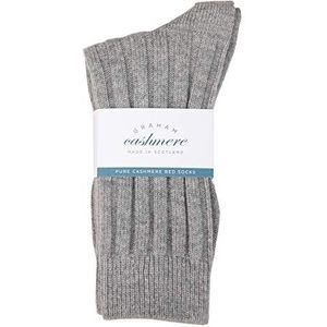 Graham Cashmere - Mens Pure Cashmere Bed Sokken - Made in Scotland - Gift Boxed - Grijs