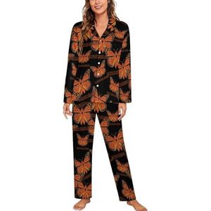 Multiple Sclerose Awareness Butterfly Lange Mouw Pyjama Sets Voor Vrouwen Klassieke Nachtkleding Nachtkleding Zachte Pjs Lounge Sets