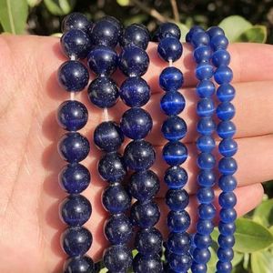 Natuursteen Roze Wit Blauw Maansteen Cat Eye Kralen Voor Sieraden Maken Gladde Losse Kralen Opaal Diy Charm Armbanden Ketting-lapis lazuli kleur-4mm 90 stks