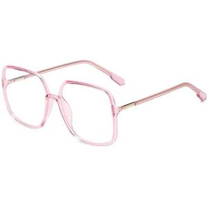 NOVESIXTDAT Grote leesbril met vierkant montuur voor dames en heren, onbreekbaar, extra groot, blauw licht blokkerende veiligheidsbril, niet-verblindend (kleur: lichtroze, maat: +300)