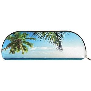 IguaTu Tropische palmboom Hawaii strand lederen etui - cosmetische tas met gladde ritssluiting - muntzak - kantoor briefpapier organizer, Goud, Eén maat, Schooltas