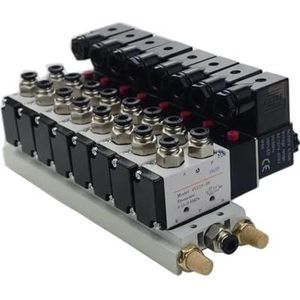 Magneetventiel Multi-Way Combinatie 4V210-08 Spruitstuk Stations DC12V 24V AC220V met Fittingen 5 Port 2 Positie Magneetventielen (9 Stations)