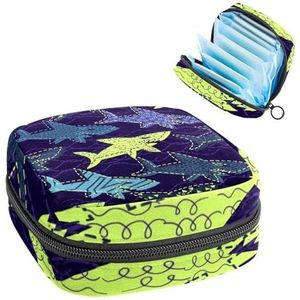 Opbergtas voor maandverband, menstruatiecup zakje, menstruatiezakorganizer voor vrouwelijke pads tampons, gevaarlijke haai op de diepzee
