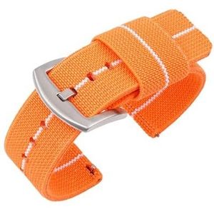 Jeniko Nylon Horlogeband 18 Mm 20 Mm 22 Mm 24 Mm Ballistische Stoffen Horlogeband Zwart Groen Grijs Kleur Pak Compatibel Met Samsung Gear S3 Compatibel Met Huawei Watch (Color : Orange-white line, S