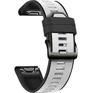 Snel compatibel met riem compatibel met Garmin Epix Sport Smart Watch Band 22mm Silicone Watchband Compatibel met Garmin MARQ/Nadering S62 / Fenix5 6 7 armband (Color : White black, Size : For Gar