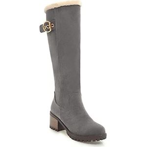 TABKER Sandalen met hak sokken laarzen laarzen hoge hakken damesschoenen herfst enkellaarzen korte laarzen dames (kleur: grijs, maat: 6,5 UK)