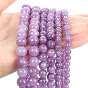 Natuursteen Kralen Veelkleurig Aquamarijn Tijgeroog Roze Agaat Glas Losse Spacer Kralen voor Sieraden Maken DIY Armband Ketting-Lila Chalcedoon-6mm - ongeveer 62 stuks