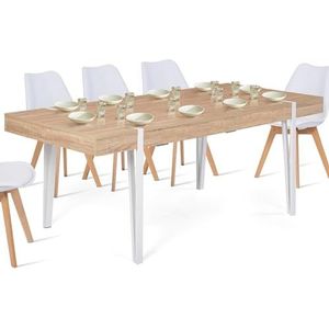 IDMarket - Eettafel, rechthoekig, Austria, 10 personen, hout, poten, pinnen, wit, 200 cm