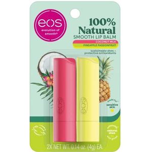 Eos Super zachte lippenbalsem met sheaboter, kokosmelk, ananas en passievrucht, 24 uur hydratatie voor droge lippen, glutenvrij