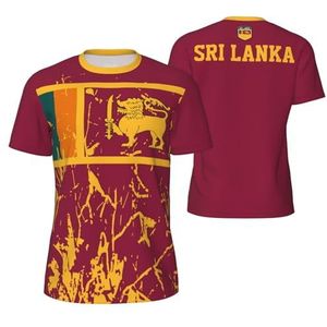 Sport T-Shirt Vintage Sri Lanka Vlag Graan Tees 3D Gedrukt voor Fitness Running Voetbal, Meerkleurig, S
