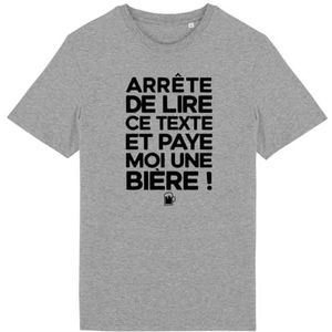 T-shirt Paye Moi Un Bier, voor heren, bedrukt in Frankrijk, 100% biologisch katoen, verjaardagscadeau, Apéro Humor, origineel grappig, Grijs, 3XL