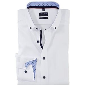 OLYMP HEREN Zakelijk overhemd met lange mouwen Luxor,Pin Point,modern fit,Button-down kraag,Wit (weiss 00),40