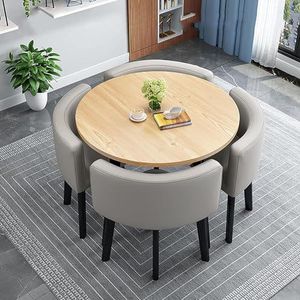 XIANGLV Eettafelset voor 4 vergaderzalen tafel ronde tafel en stoelen eetkamer tafel set voor 4 kleine ronde eettafel ronde keukentafel cirkel keukentafel (A23,80x80x75cm)
