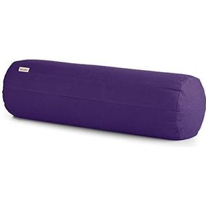 basaho Yoga Bolster | Biologisch Katoen | Boekweitdoppen | Afneembare Wasbare Hoes (Puur Paars)