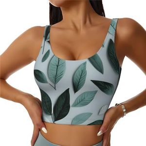Mint Grijs Blad Print Comfortabele Vrouwen Sport Vest Yoga Workout Vest Voor Vrouwen Lichtgewicht Zomer, Zwart, S