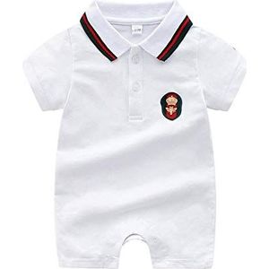 Baby Romper Polo Shirt Pasgeboren Korte Mouw Onesie Overall Jumpsuit Wit 3-6M/66