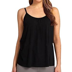 LYEVA Loszittende tanktop met ingebouwde beha, dames relaxed fit hemdje tanktop, zomer yoga workout oefening tops (zwart, L)