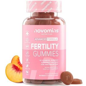 Vruchtbaarheidsgummies - Vruchtbaarheidssupplementen voor vrouwen die proberen zwanger te worden - 25 essentiële vitamines en mineralen - veganistisch - glutenvrij - Novomins