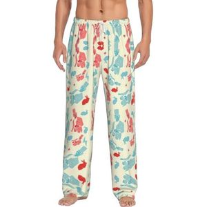 Goochelaar Konijn Lange Lounge Wear Broek Nachtkleding Pyjama Bottoms Nachtkleding Nachtkleding Met Zakken En Trekkoord, Wit, S