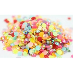 Groot pakket 2-6mm Hars Flatback Kristallen AB Zilveren onderkant Hars Niet-hotfix Strass Nail Art Strass Kledingstuk-Mix Jelly Kleuren-2mm SS6-10000st