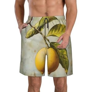 MGGAklp Citroen Fruit Print Casual Shorts Elastische Taille Trekkoord Lichtgewicht Outdoor Zomer Strand Shorts, Wit, S