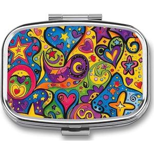 Kleurrijke Graffiti Patroon Pillendoos Pil Case Leuke Pil Organizer Pil Houder Geneeskunde Pil Organizer Pil Container Dagelijkse Pil Organizer Kleine Pillendoos Pil Case voor Purse Pocket